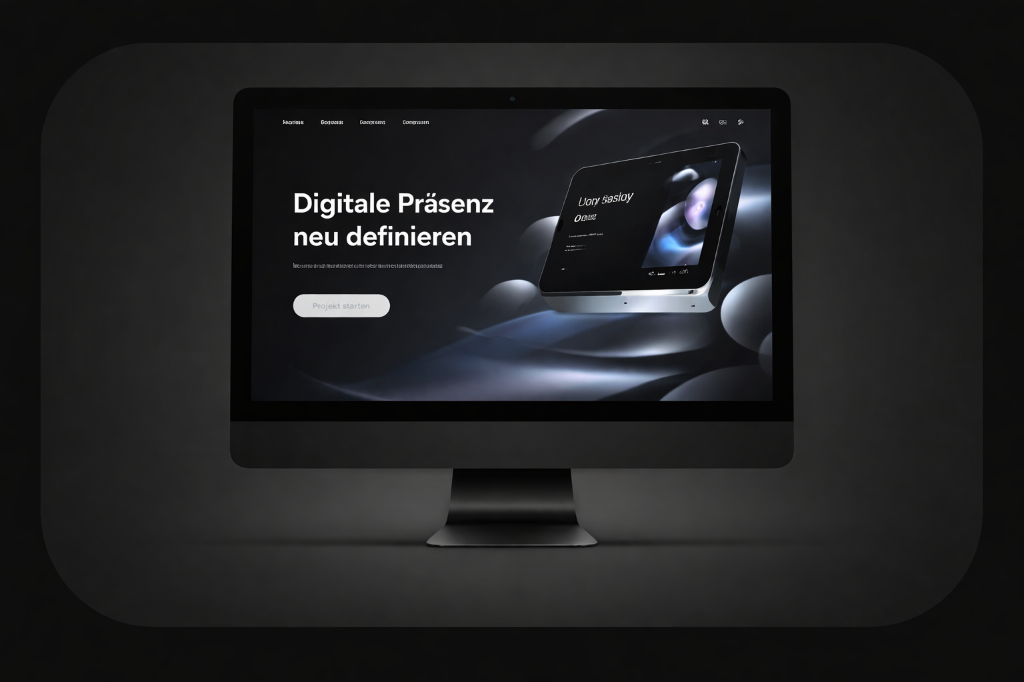 Modernes Webseiten-Interface auf einem Monitor